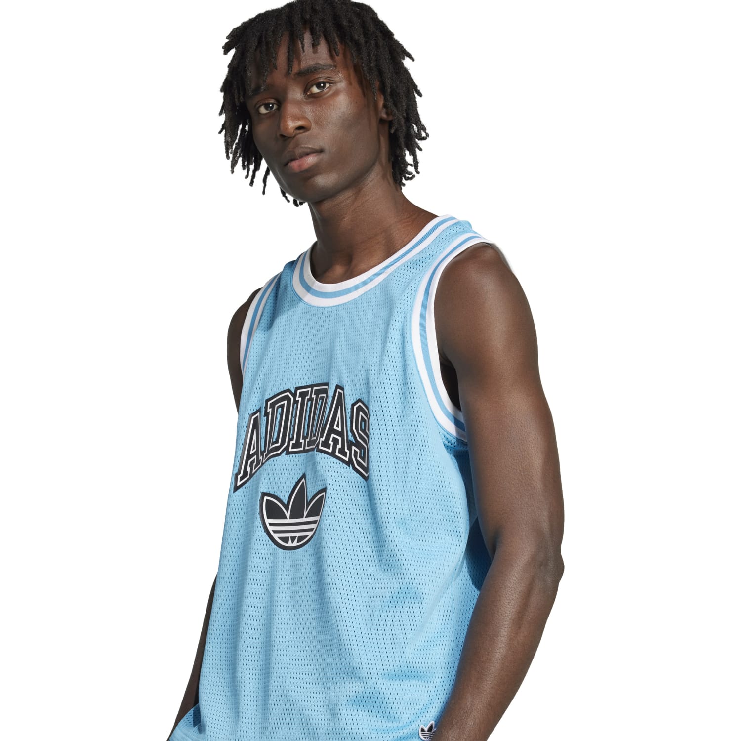 Front view of Elite Mens Varsity Basketball Tank Top, showcasing its breathable fabric and athletic fit.