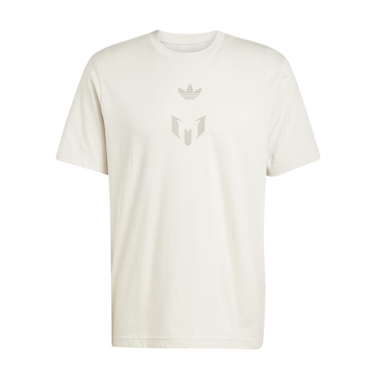 Close-up of men's Messi T shirt with Barcelona logo, ideal for training or casual wear
