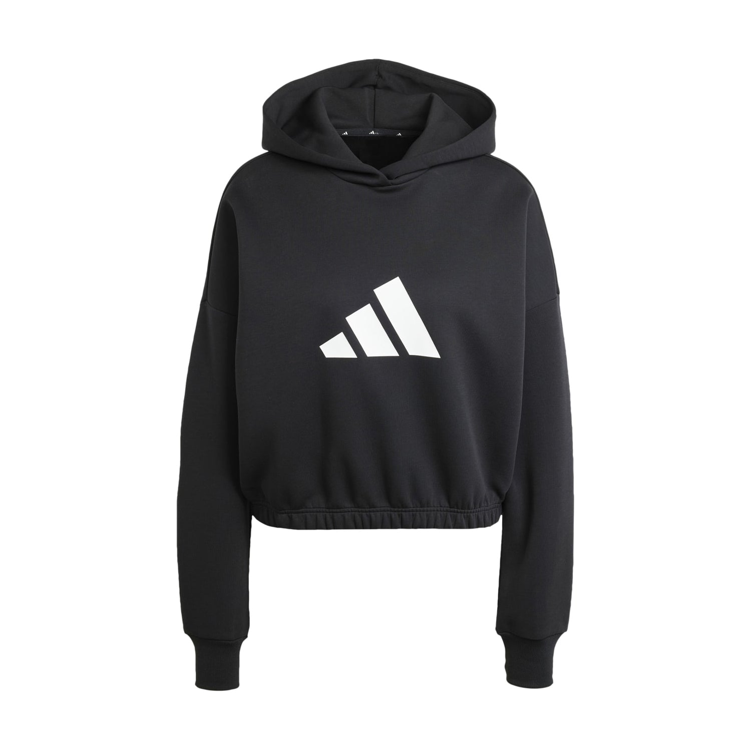 Front view of adidas women's hoodie with three stripes and trefoil logo