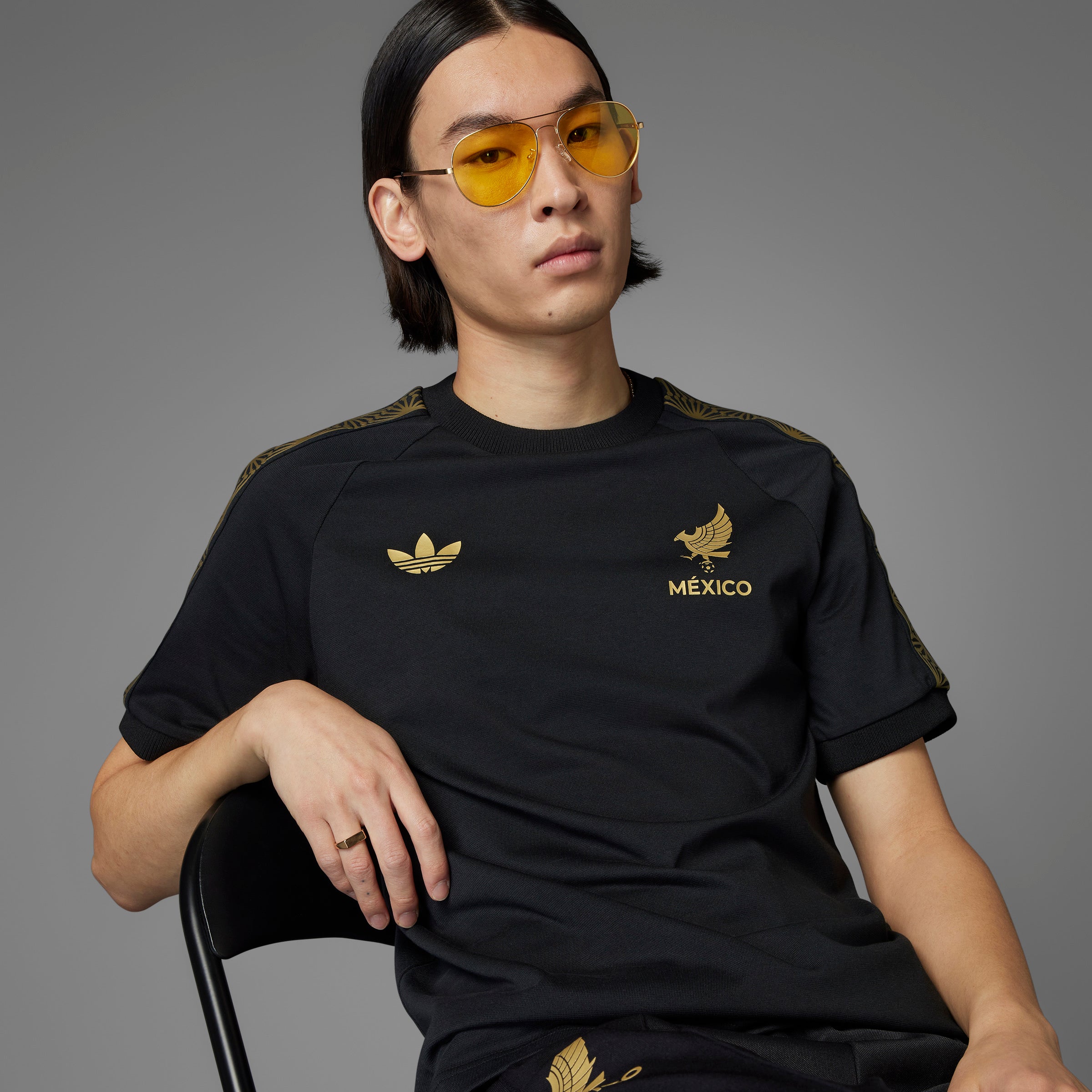 Close-up of cultural sleeve design on Mexico tee