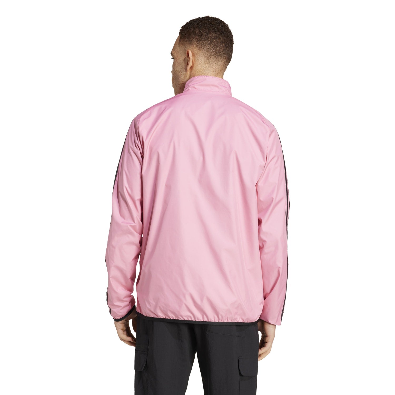 Front view of Inter Miami jacket showing crest and zip-up detailing