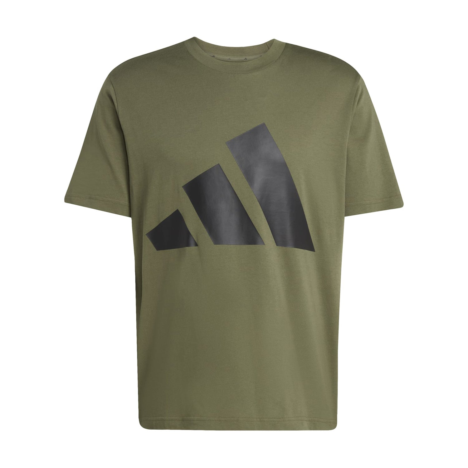 Front view of Adidas men's 100% cotton crewneck tee displaying the iconic Badge of Sport.