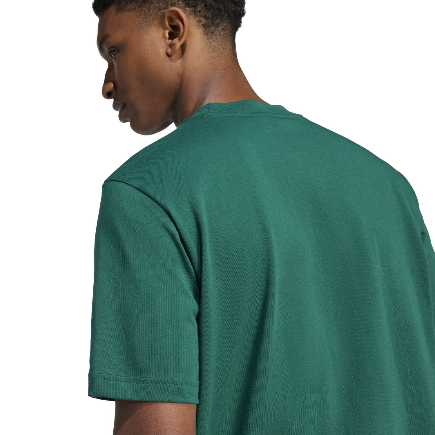 Close-up cotton fabric texture highlighting soft single-jersey finish of Adidas gym wear T-shirt