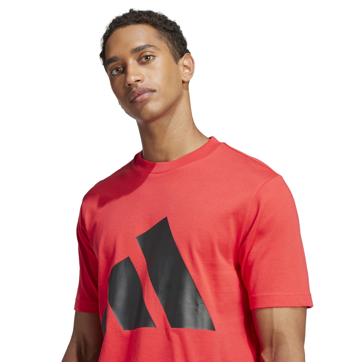 Front view of the Adidas Mens Classic Cotton Tee, showcasing its comfortable fit and iconic logo.