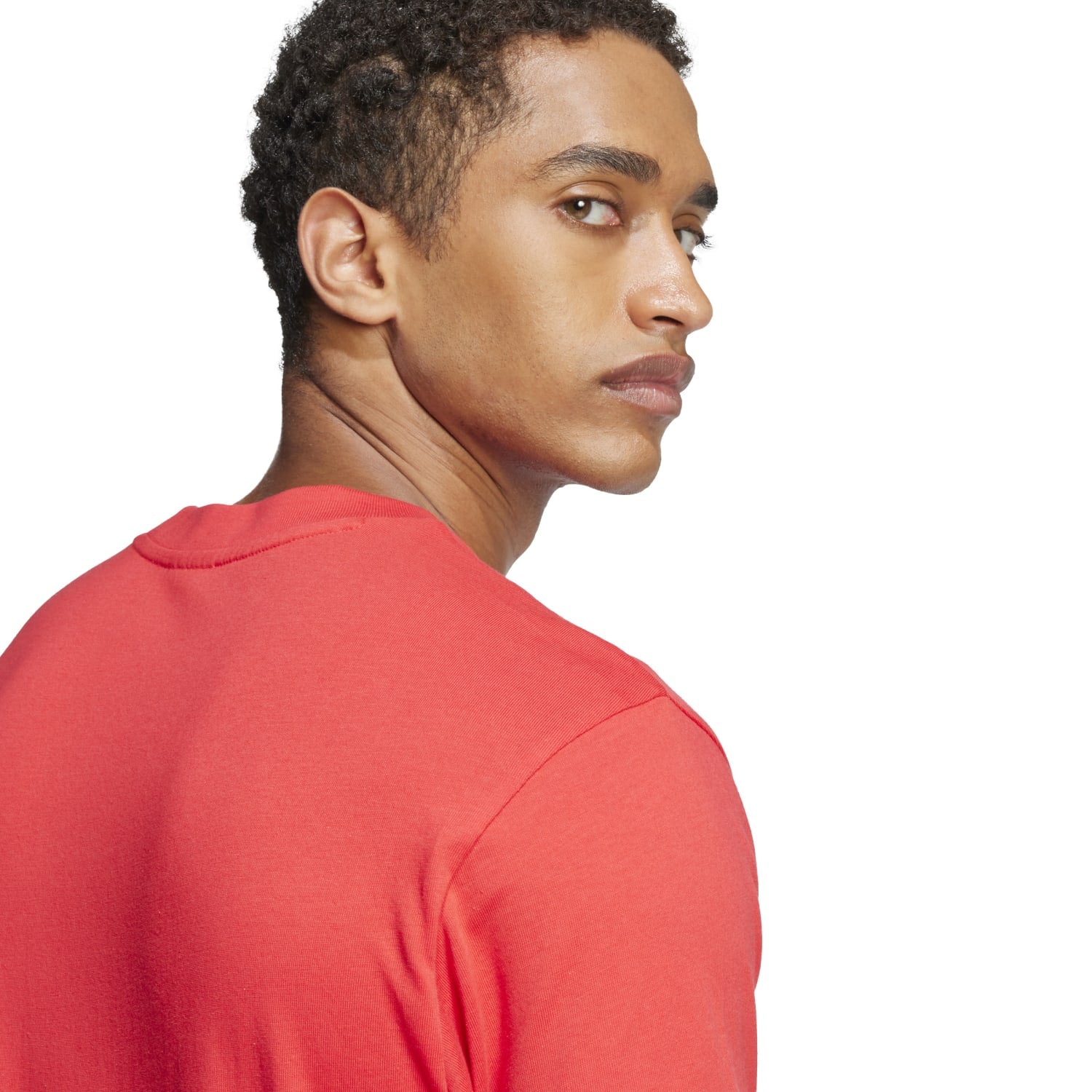 Front view of the Adidas Mens Classic Cotton Tee, showcasing its comfortable fit and iconic logo.