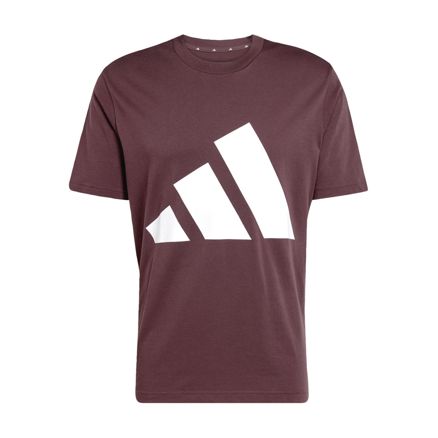 Front view of the sports t-shirt highlighting adidas logo and crewneck design