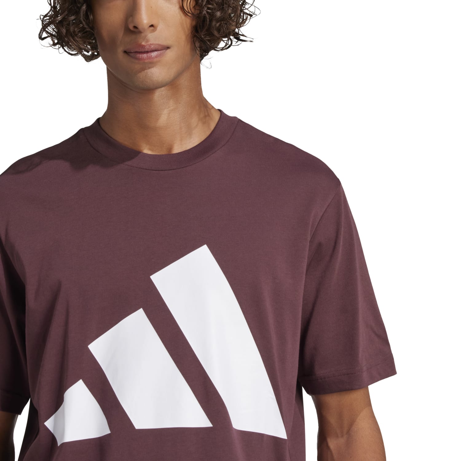 Front view of the sports t-shirt highlighting adidas logo and crewneck design