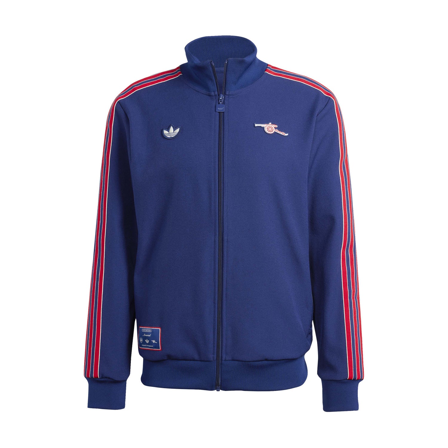 Close-up of adidas Arsenal Icon track jacket with sewn-on crest