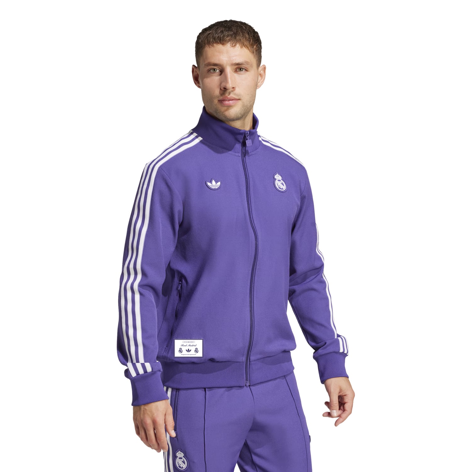 Close-up of the team crest on the mens Real Madrid jacket