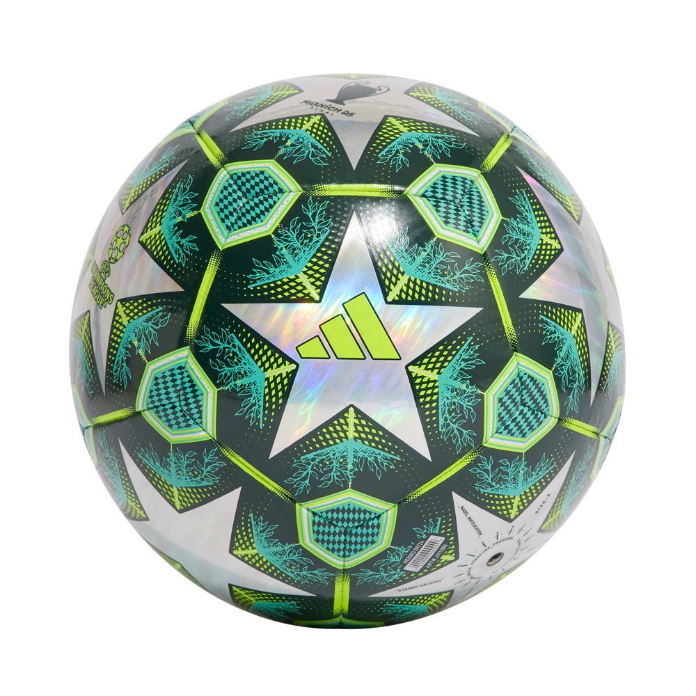 Close-up of the adidas champions league ball size 5 showing foil texture and UEFA-inspired design