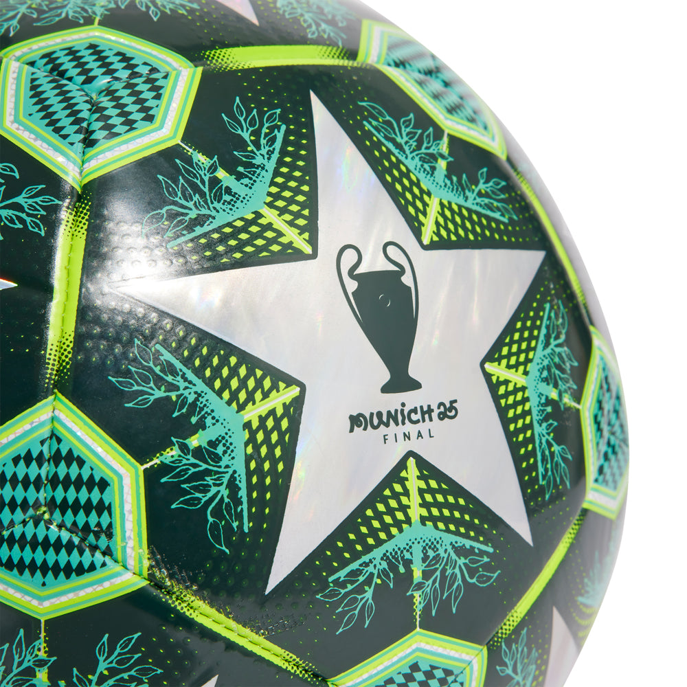 Close-up of the adidas champions league ball size 5 showing foil texture and UEFA-inspired design