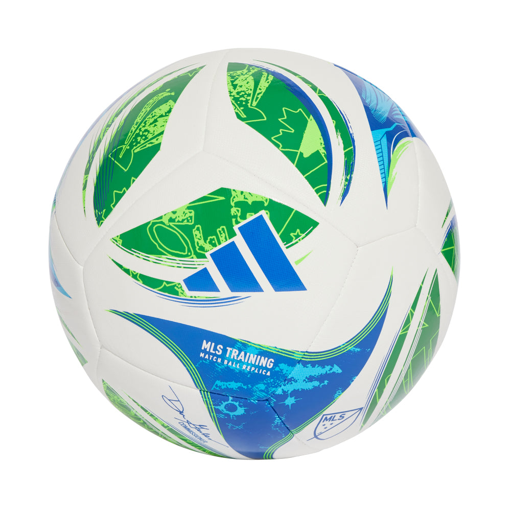 2025 MLS Elite Training Soccer Ball on the field, showcasing its design and durability.