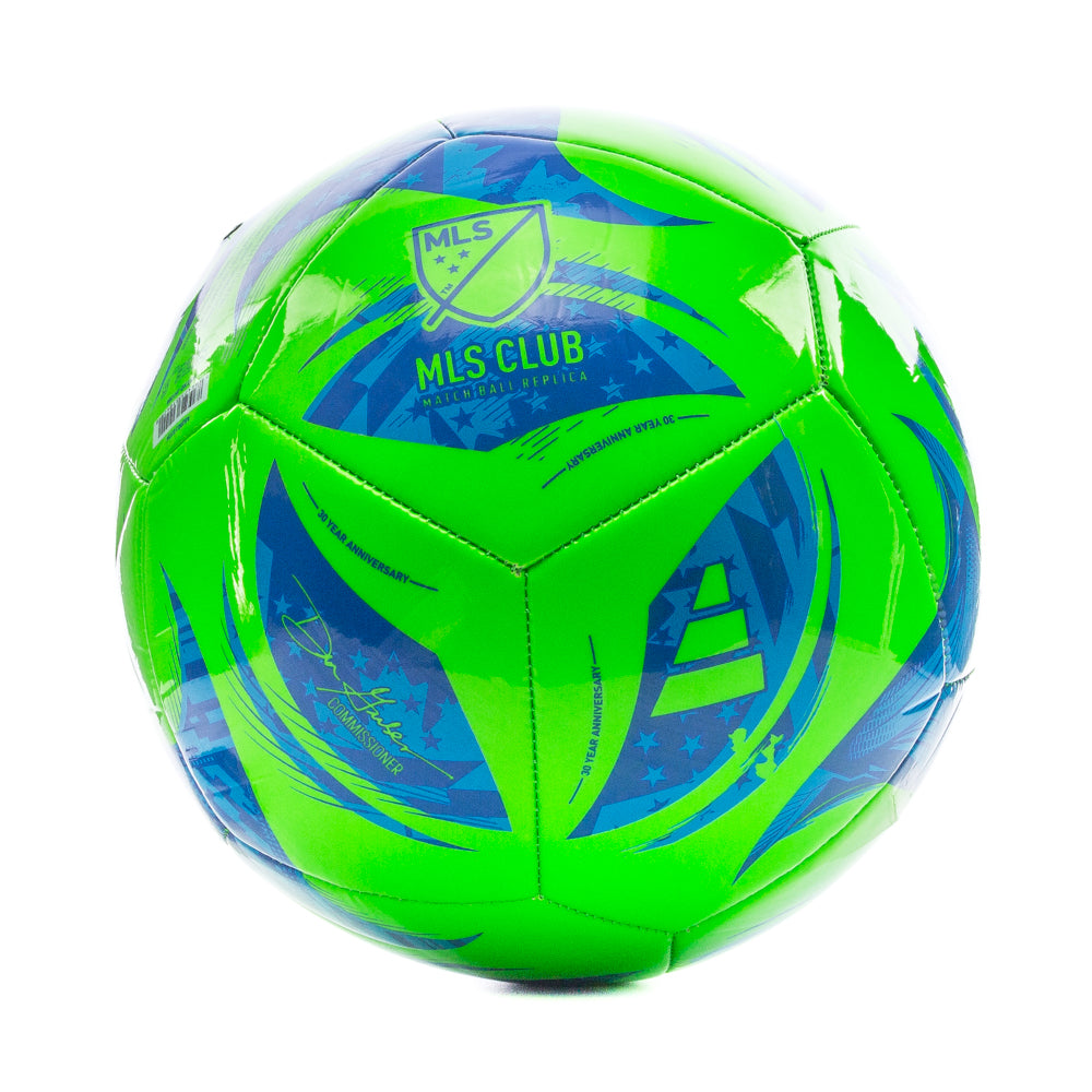 Close-up of the adidas size 5 soccer ball with detailed stitching and logo