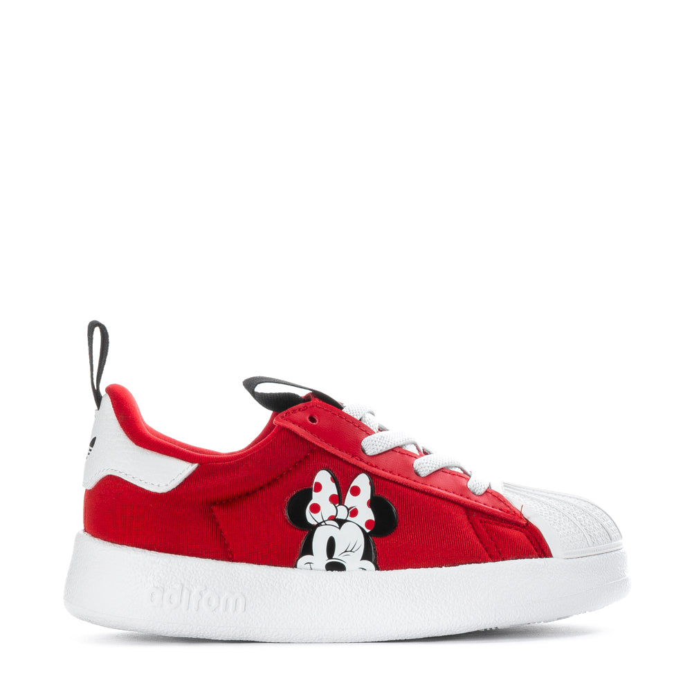 Side view of AdiFom Superstar 360 Toddler Sneakers showcasing stylish design and padded collar.
