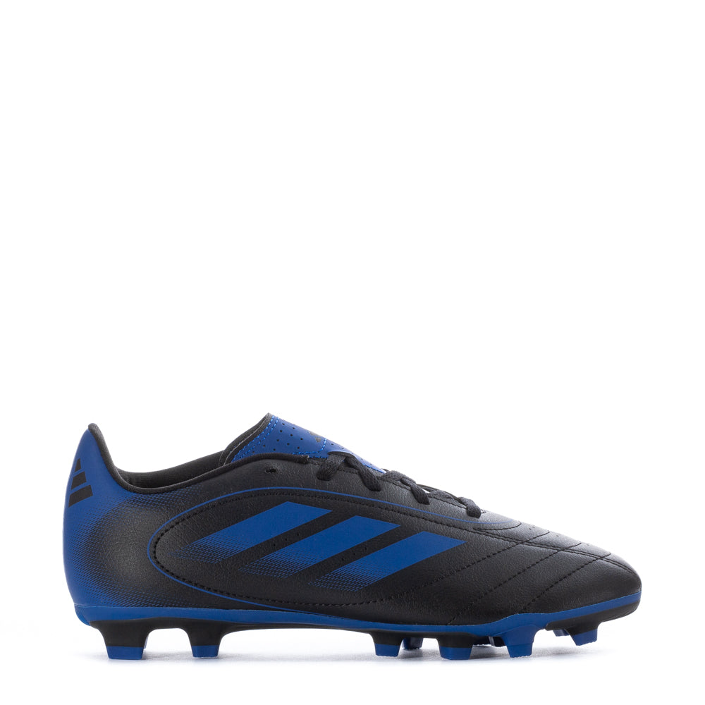 Side view of Adidas Goletto IX FG youth soccer cleats showcasing the soft synthetic upper and padded collar.