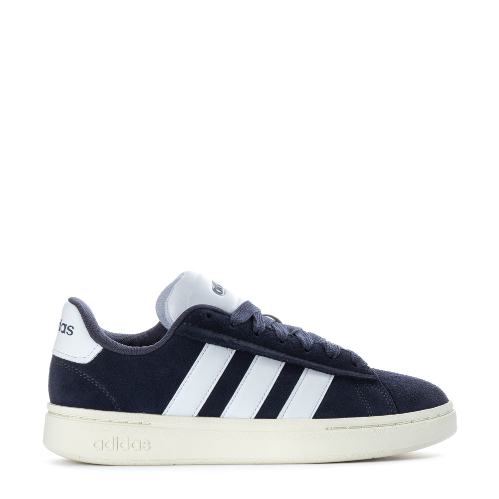 Adidas Grand Court Alpha men's sneakers from the side, highlighting the classic three-stripe design.