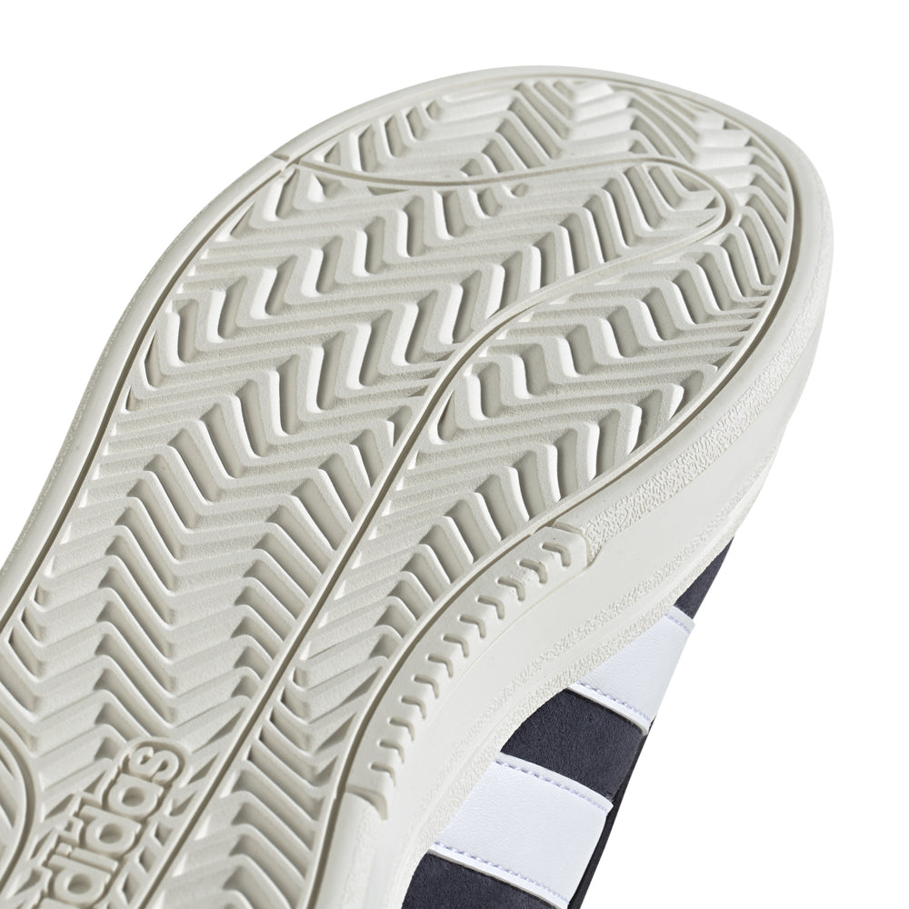Adidas Grand Court Alpha mens sneakers from the side, highlighting the classic three-stripe design.
