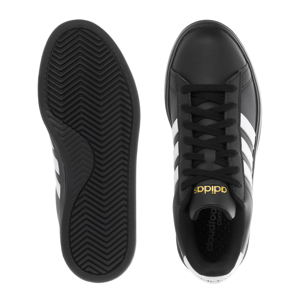 Side view of Adidas Grand Court 2.0 womens sneakers showcasing classic design