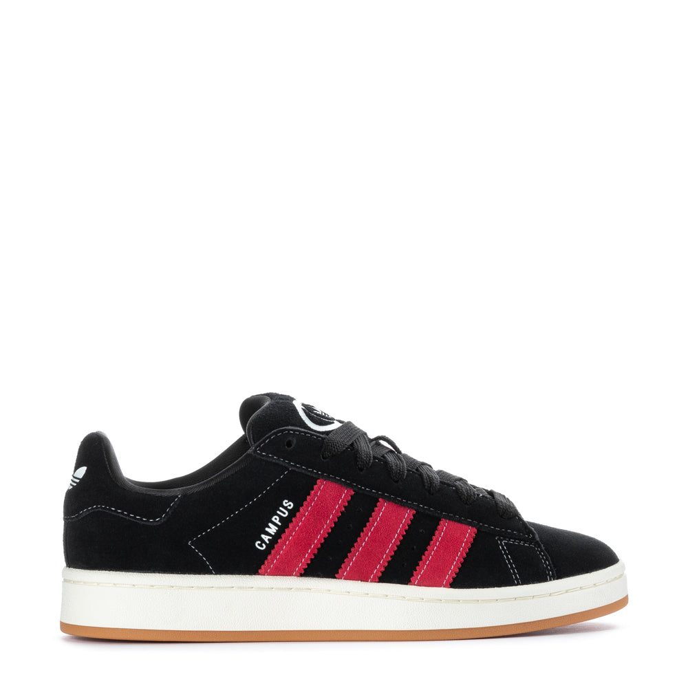 Side view of Adidas Campus 00s Mens Sneakers in maroon and black, highlighting the premium leather upper.