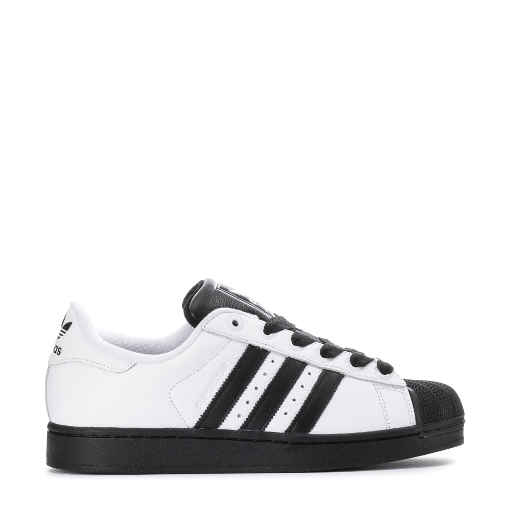 Side view of Adidas Superstar II Men's White Leather Sneakers highlighting the shell toe design.