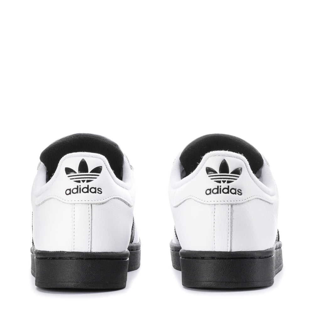 Top-down view of Adidas Superstar II Mens White Leather Sneakers showcasing the padded collar and tongue.