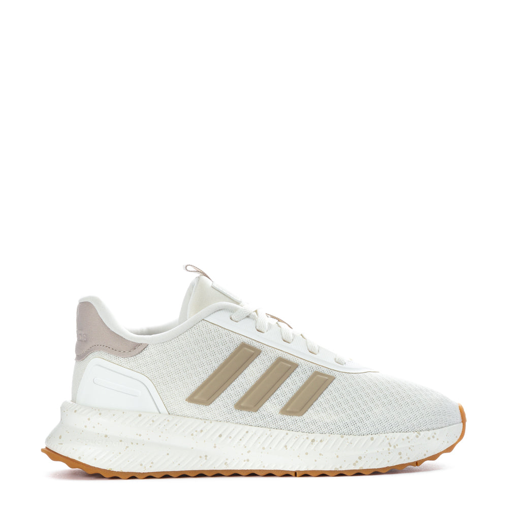 Close-up of Adidas X_PLR Path women's sneakers highlighting the beige and white color scheme