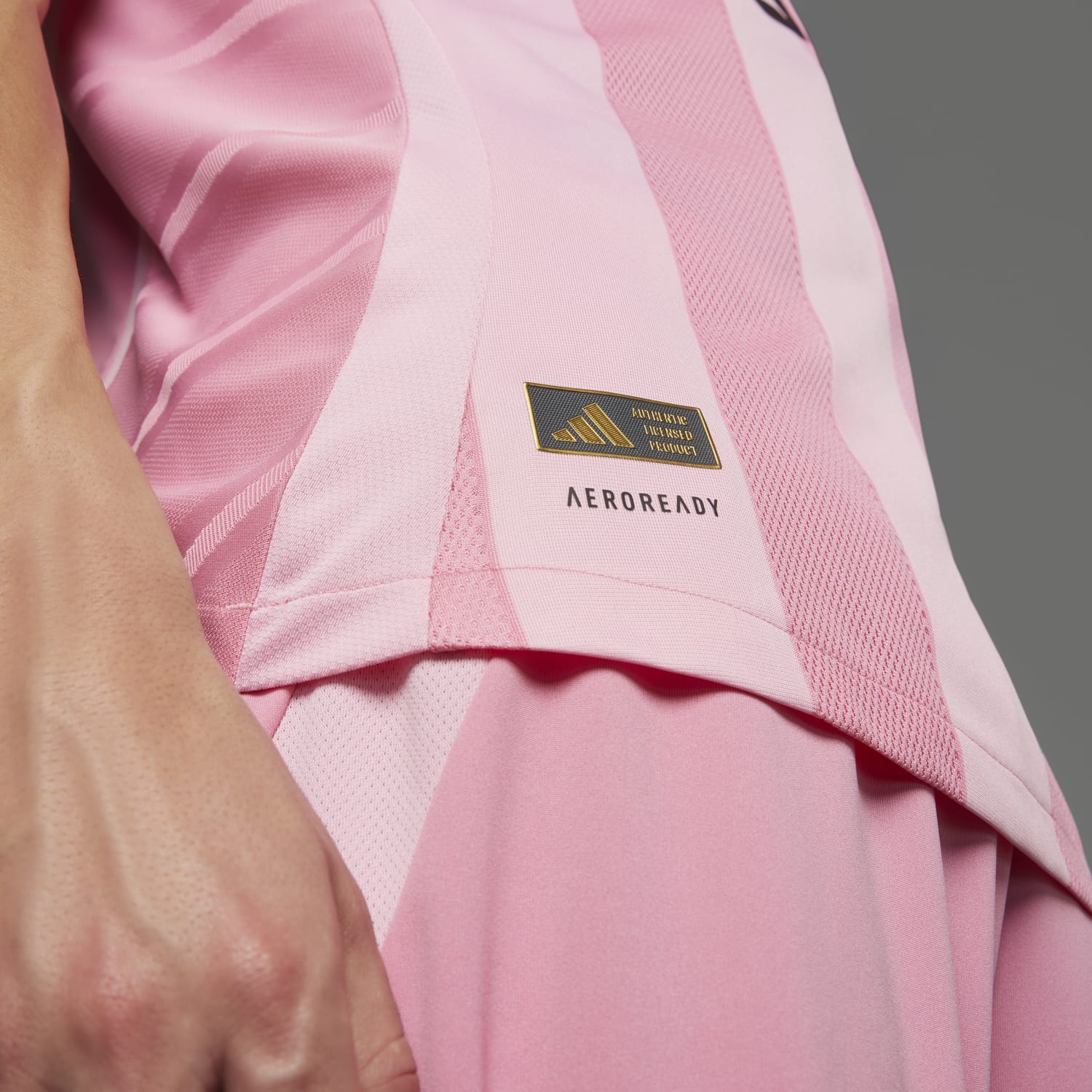 Back view of the Inter Miami jersey displaying Messis name and number, perfect for fans.