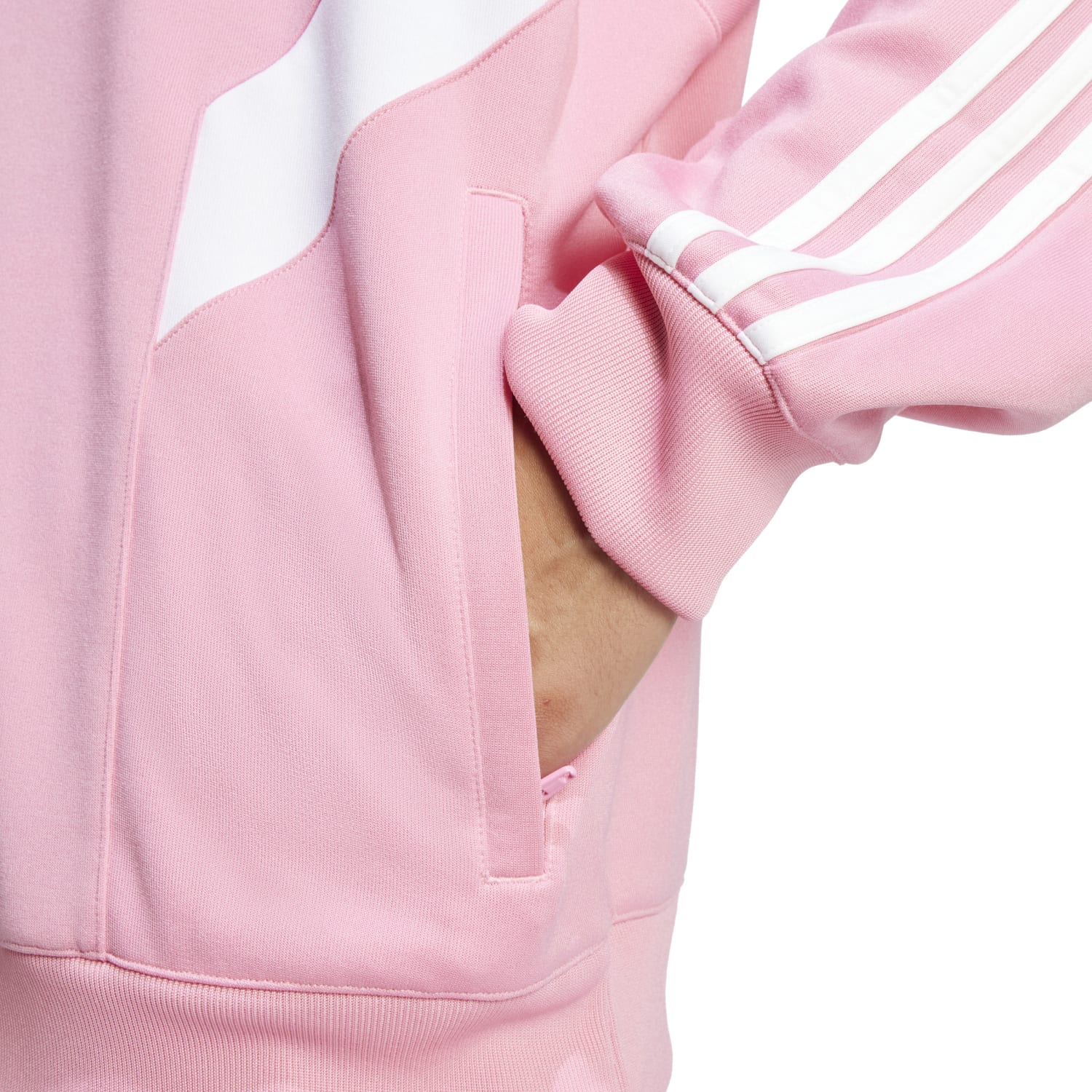 Back angle showing ribbed hem and partial zip styling on the mens sports jacket