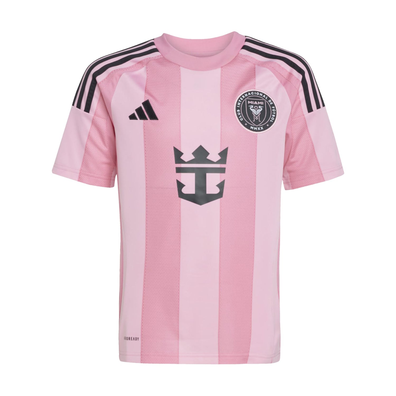 Front view of youth soccer jersey with team seal and Royal Caribbean sponsor logo
