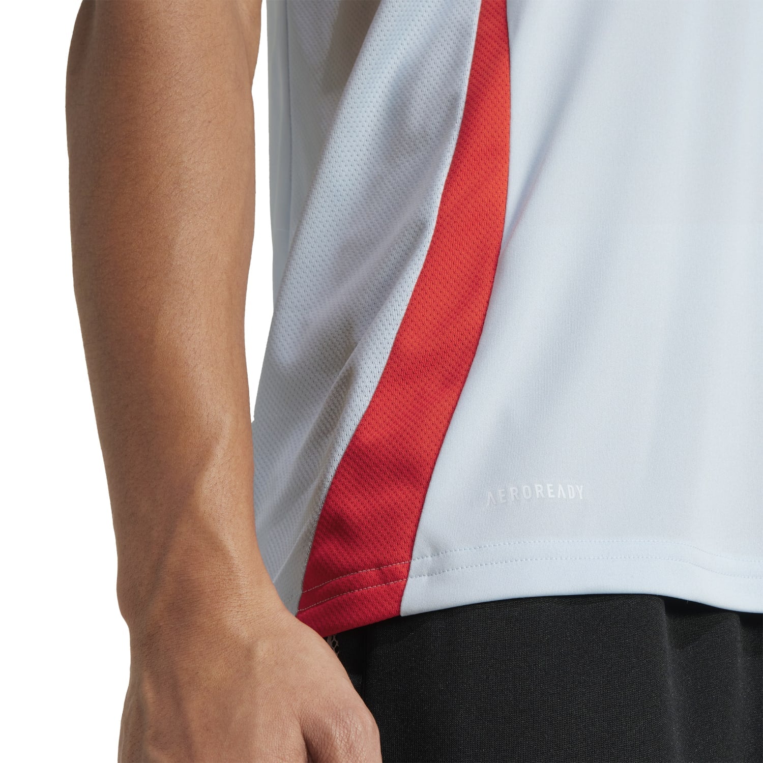 Side angle of Dallas FC mens away jersey, highlighting the lightweight fabric and adidas logo.