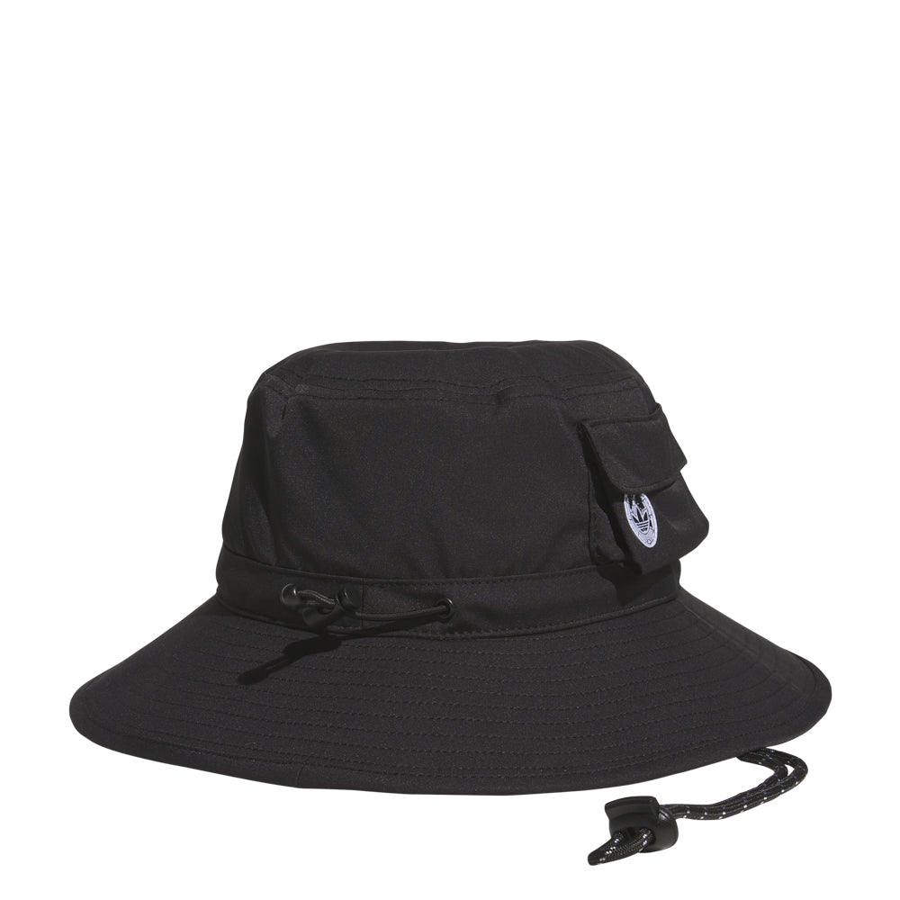 Back view of the utility hat demonstrating adjustable straps and ventilation