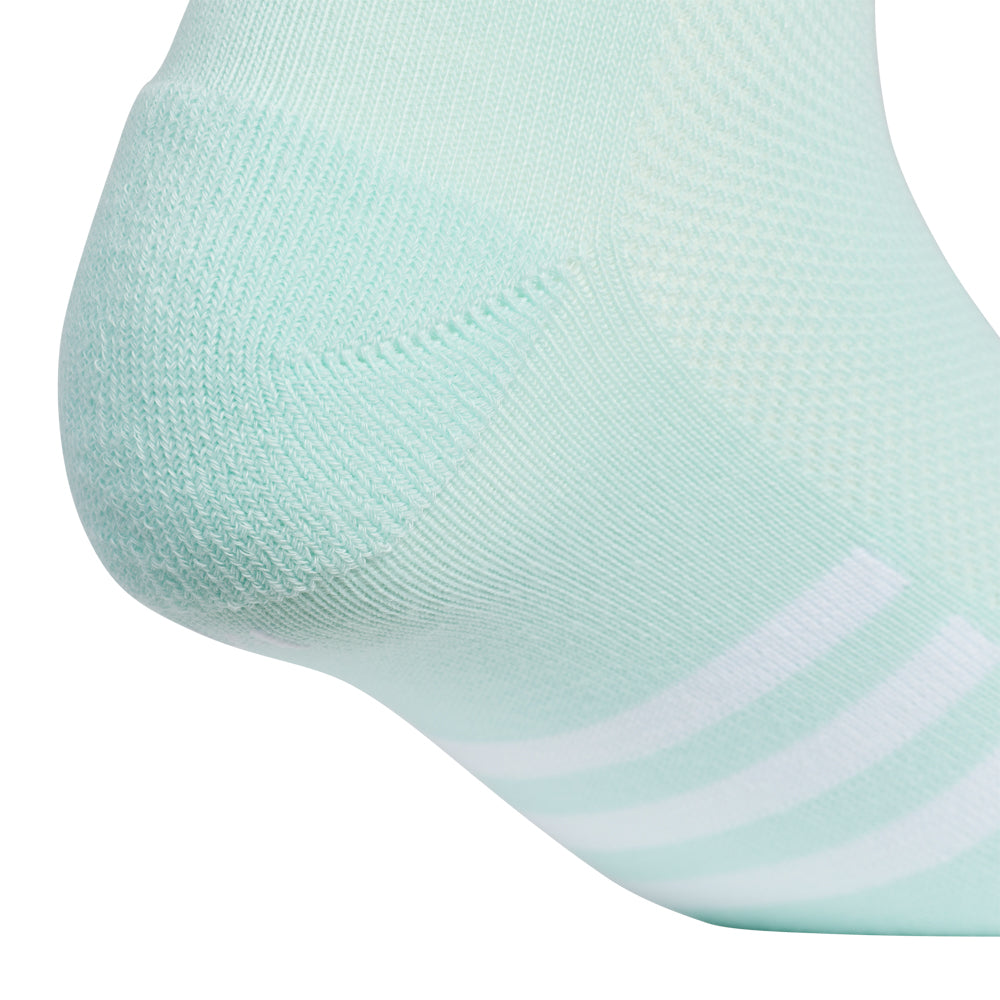 Close-up of the moisture-wicking fabric and reinforced heel of youth socks