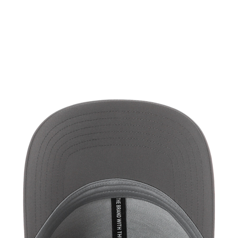 Close-up of pre-curved brim and fabric texture
