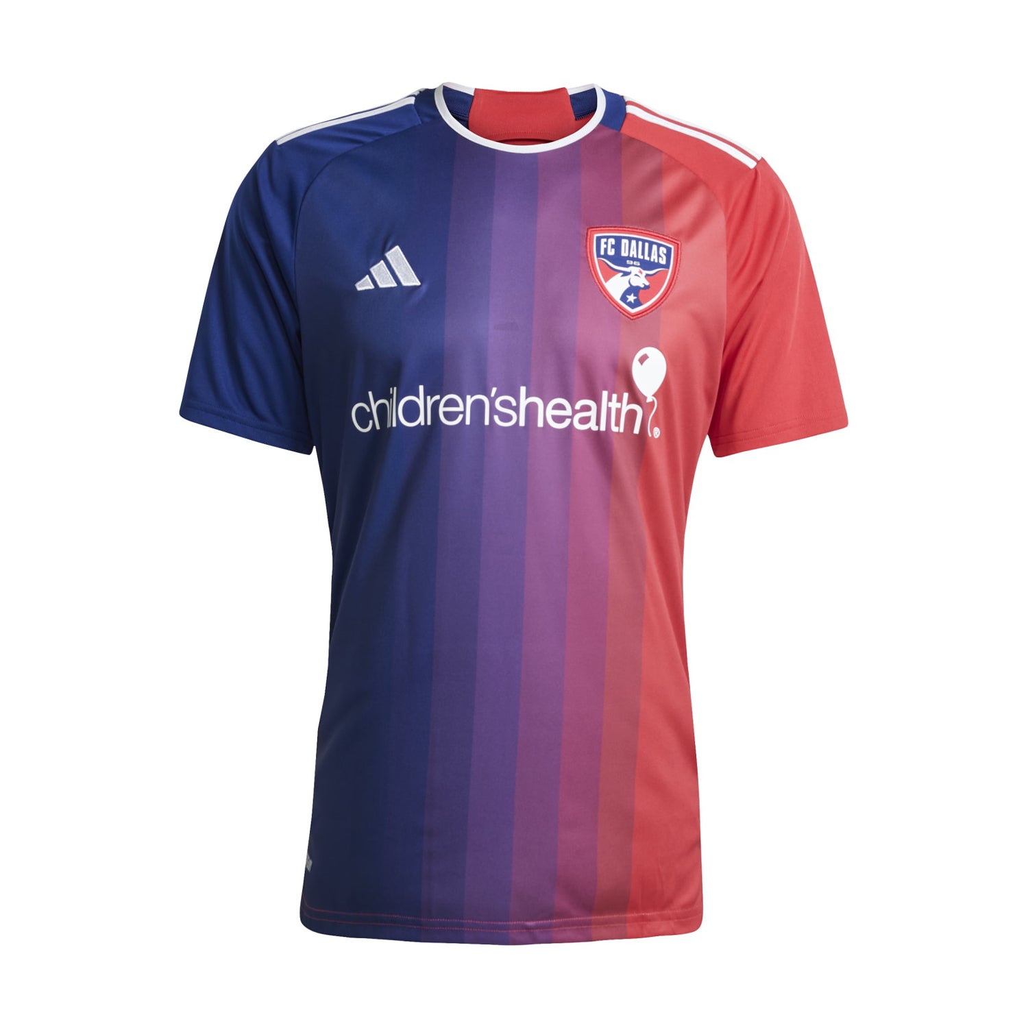 Front view of the Dallas FC 25/26 Men's Replica Home Jersey highlighting the vibrant colors and team crest.