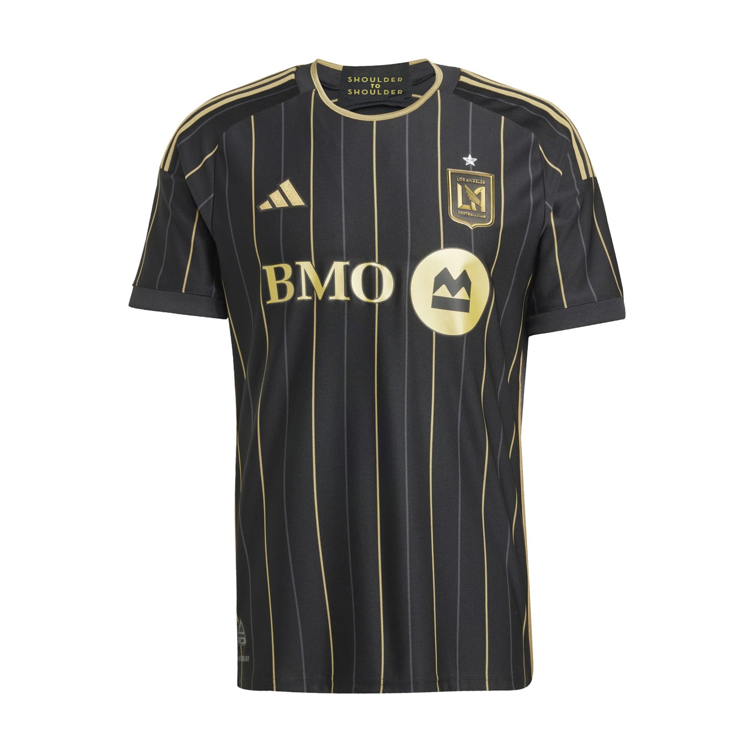 Front view of LAFC authentic men's home soccer jersey with badge