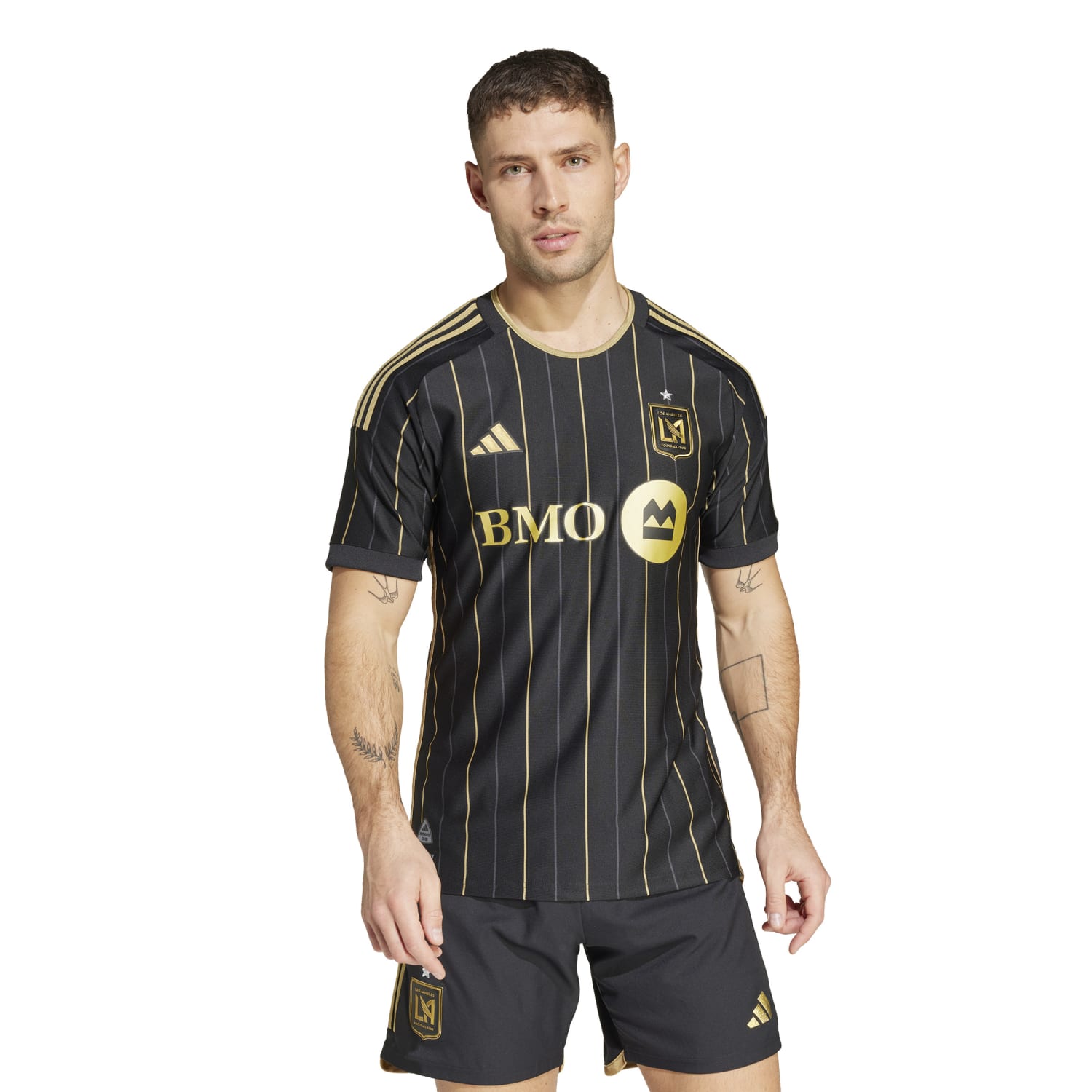 Side angle of the LAFC soccer jersey highlighting the fabric quality