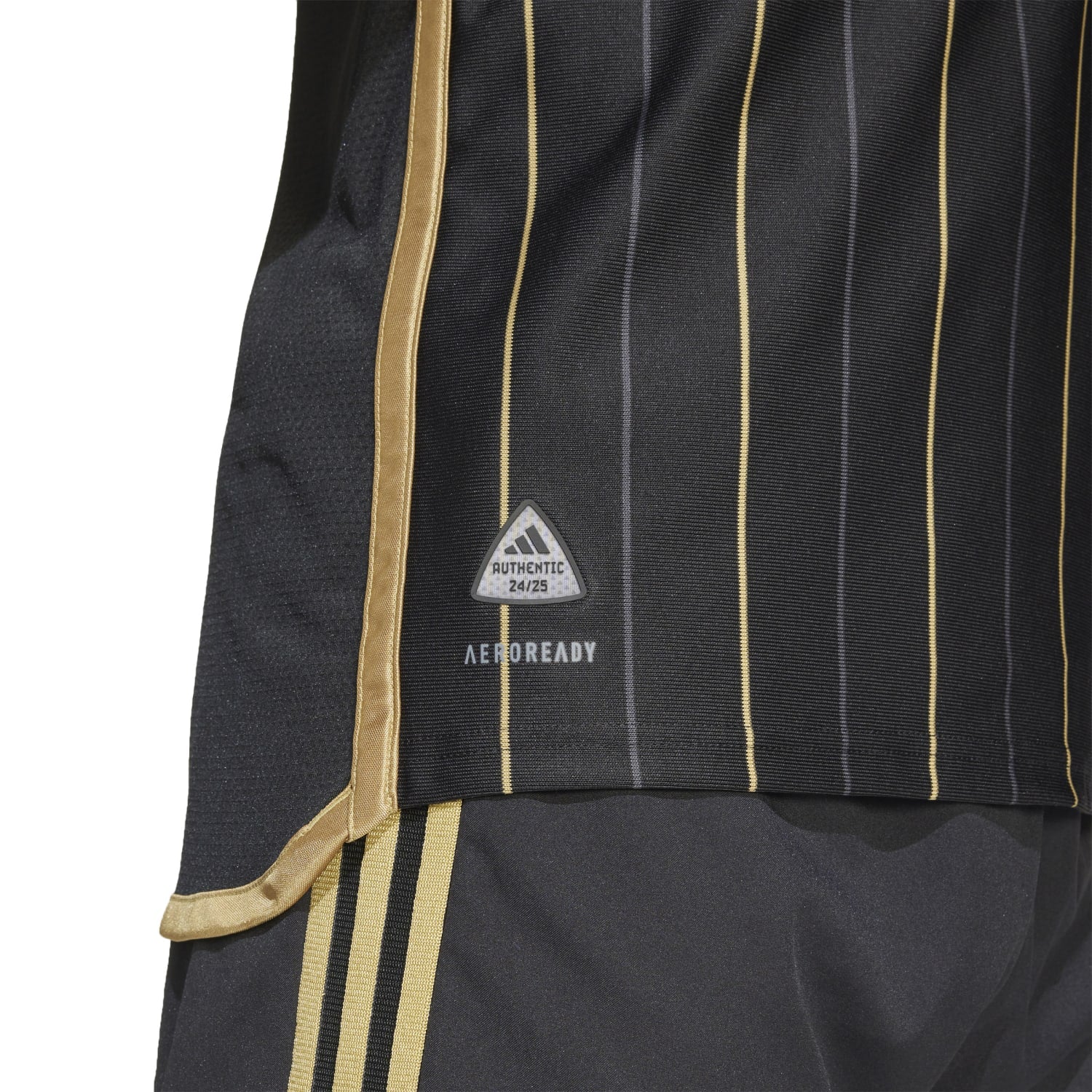 Side angle of the LAFC soccer jersey highlighting the fabric quality