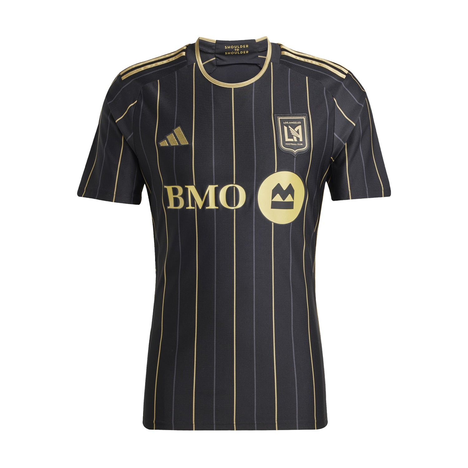 Front view of LAFC 24/25 replica home jersey with bold black and gold design