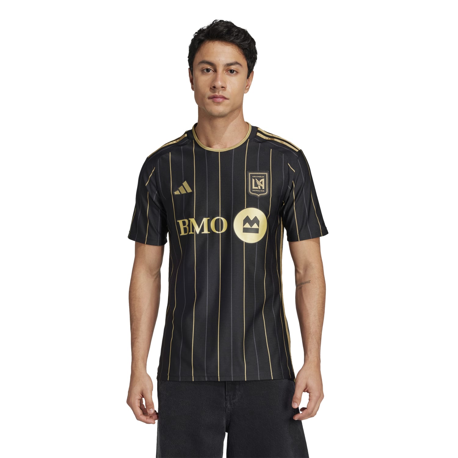 Side angle of adidas LAFC jersey highlighting the breathable fabric technology