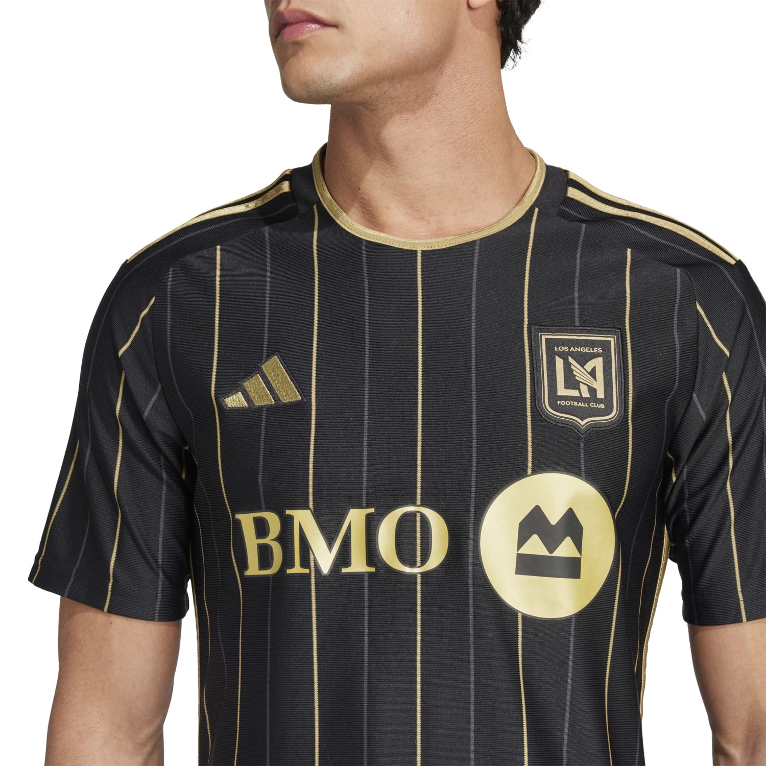 Side angle of adidas LAFC jersey highlighting the breathable fabric technology