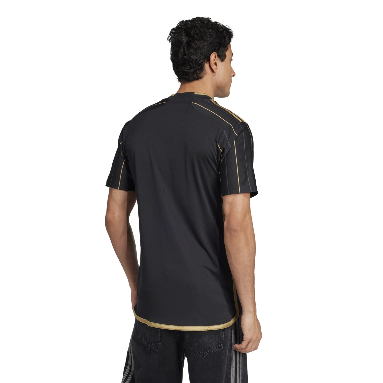 Front view of LAFC 24/25 replica home jersey with bold black and gold design