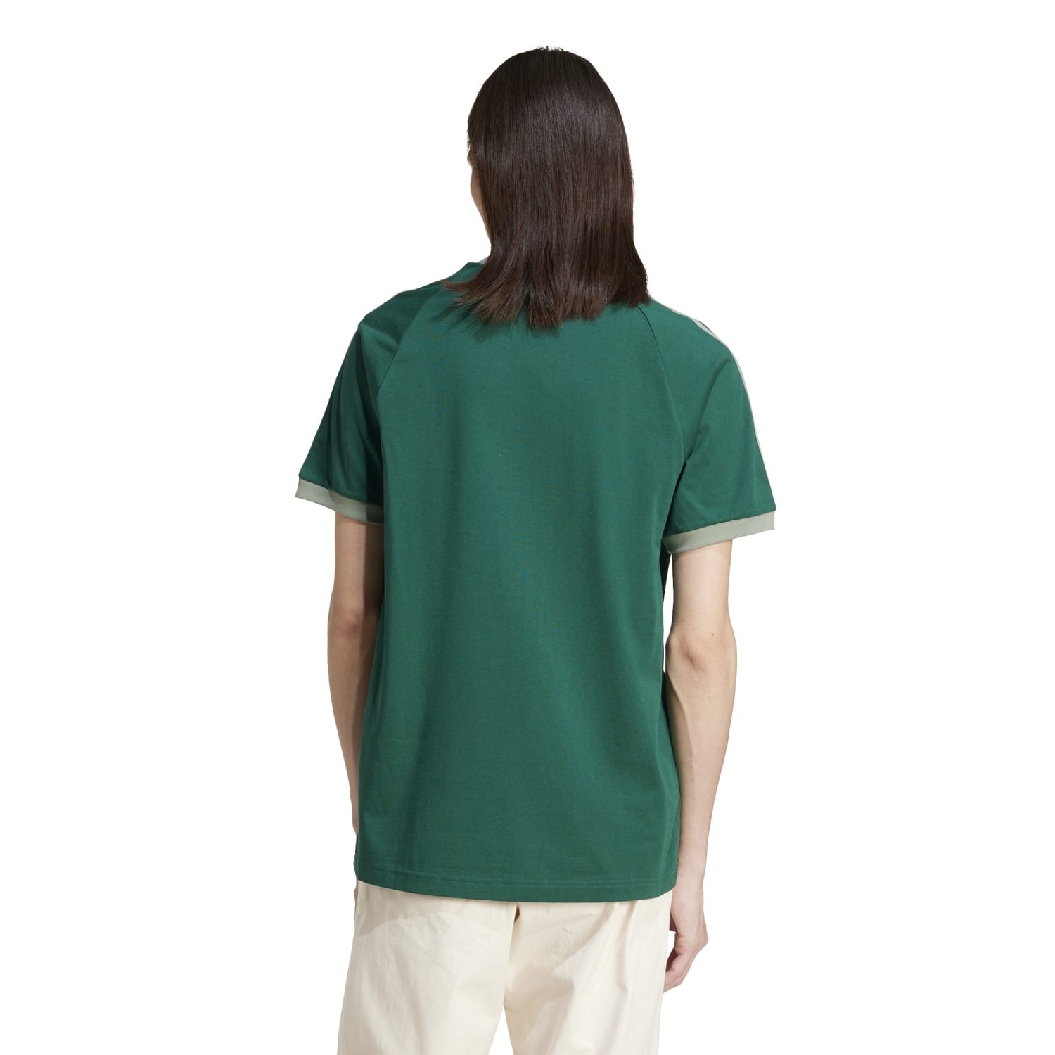 Front view of mens slim fit cotton t-shirt with contrast hem detail