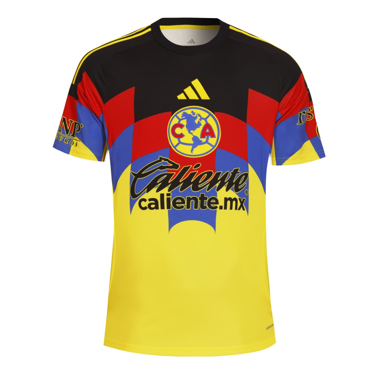 Official Club America 2024 home soccer jersey on a male model, front view