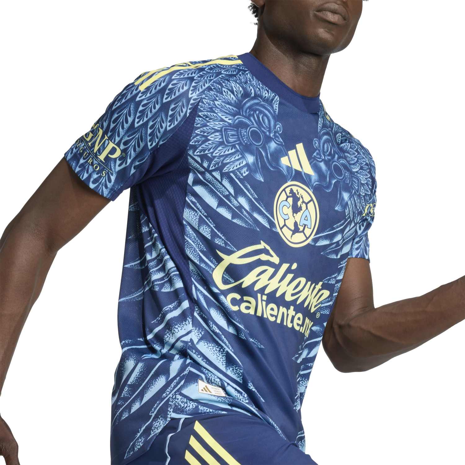 Model wearing the official away jersey during a match, showcasing fit and design