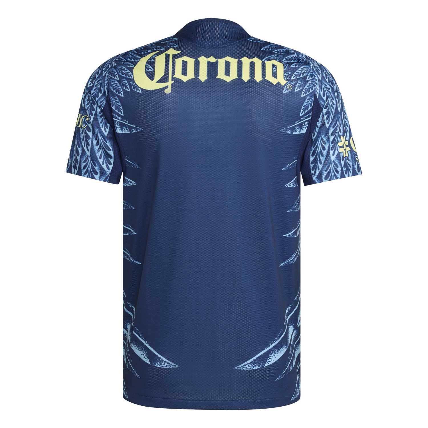 Close-up of fabric and detail on the Club America football jersey