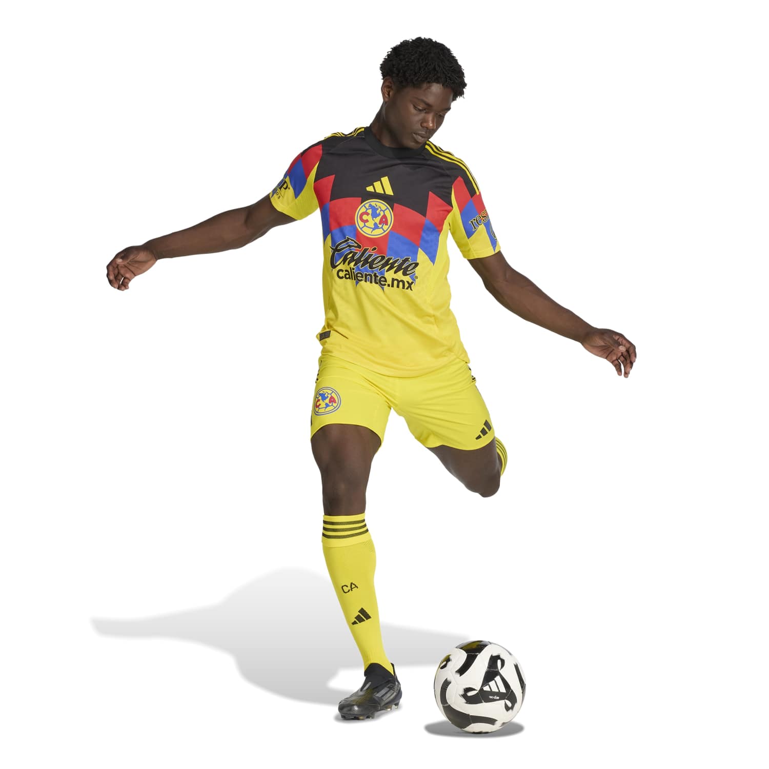 Close-up of the Club America jerseys detailing, emphasizing the authentic stitching and quality.