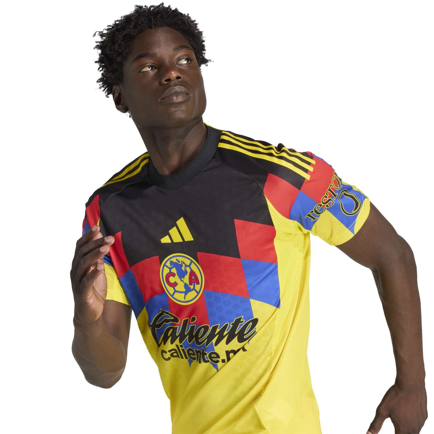 Side angle of the Club America mens jersey, highlighting the breathable fabric and comfortable fit.