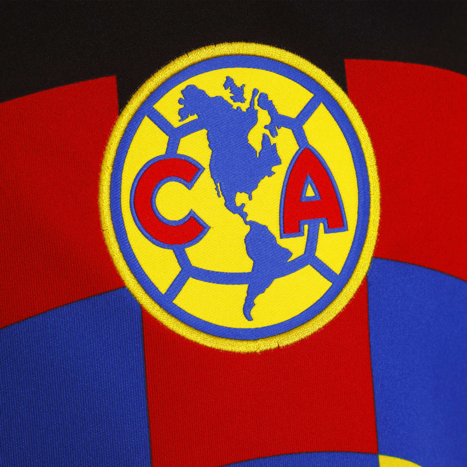 Front view of Club America 25/26 youth soccer jersey on a young player