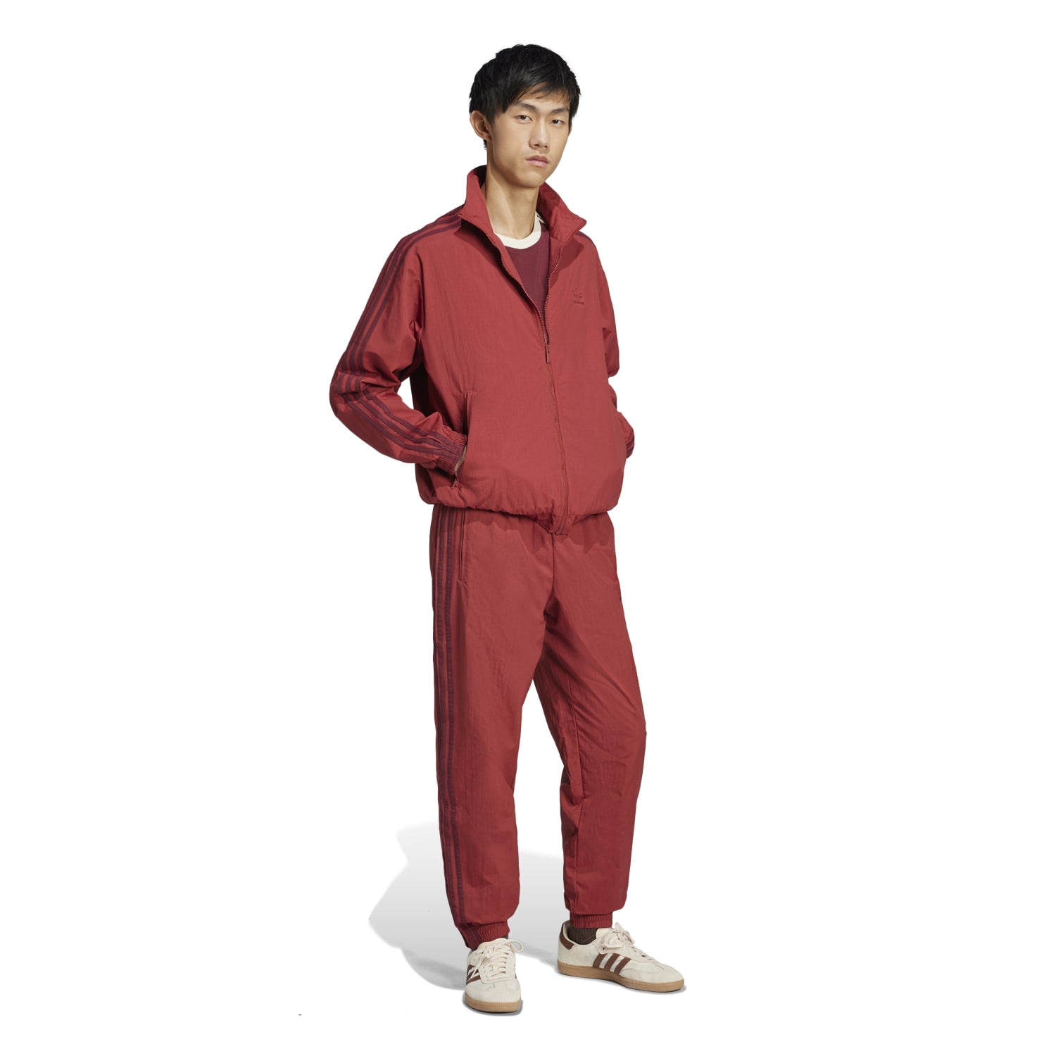 Back view highlighting the full-zip feature and Adidas logo on the mens athletic jacket.
