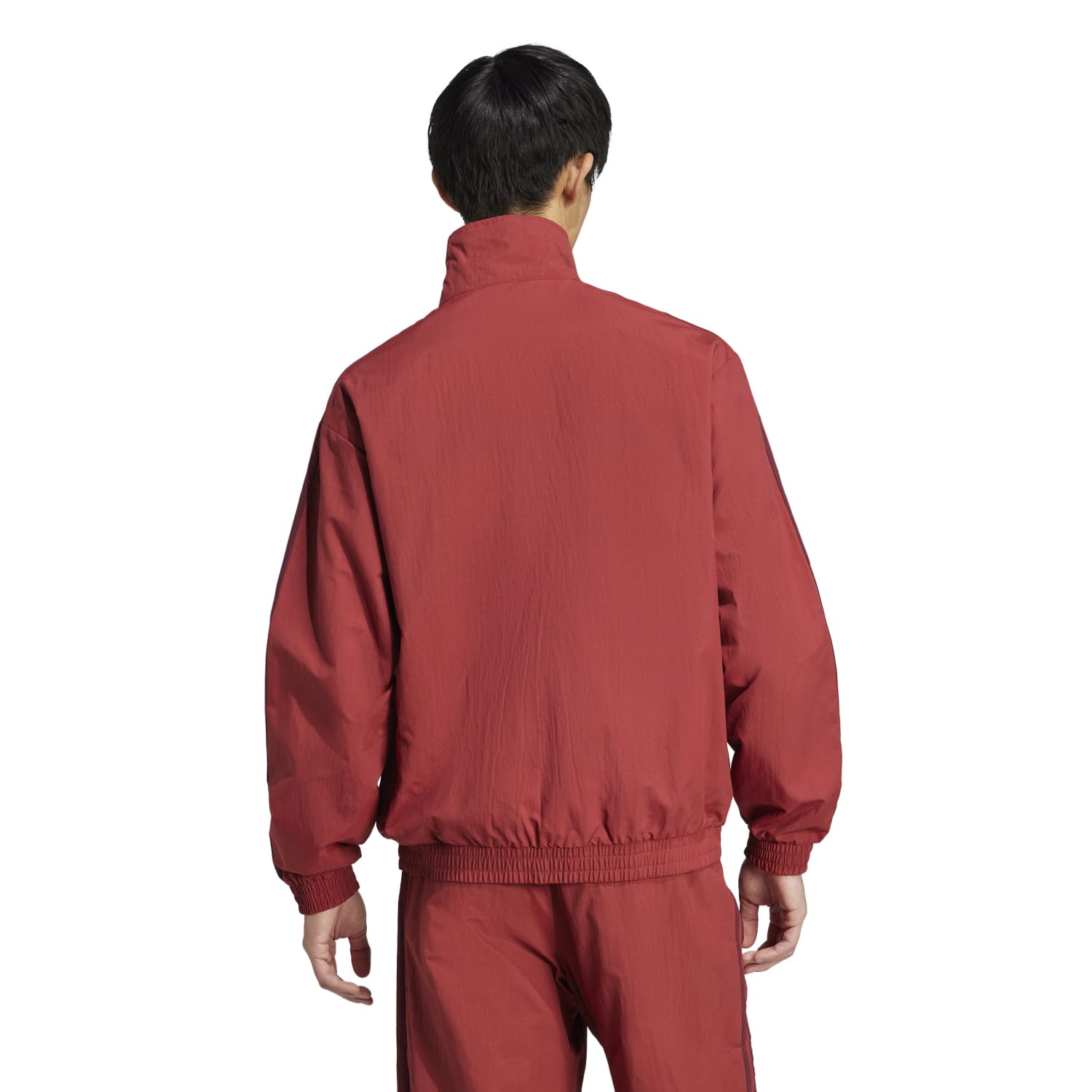 Back view highlighting the full-zip feature and Adidas logo on the mens athletic jacket.